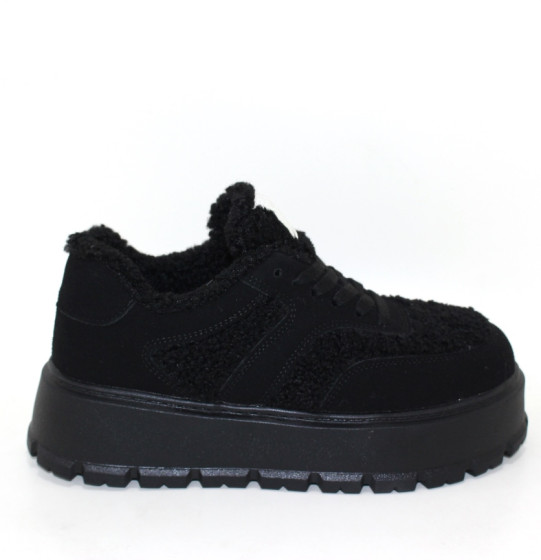 Купити Чорні зимові жіночі замшеві кросівки Тедді (Недорого) 4