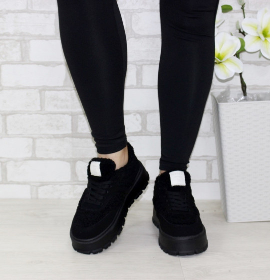 Купити Чорні зимові жіночі замшеві кросівки Тедді (Недорого) 2
